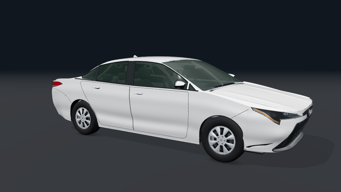 The interactive white Corolla model seen from the front quarter